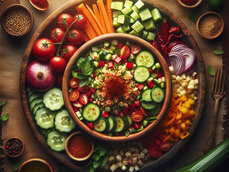 Tavuklu ve Sebzeli Kuskus Salatası Tavuklu ve Sebzeli Kuskus Salatası