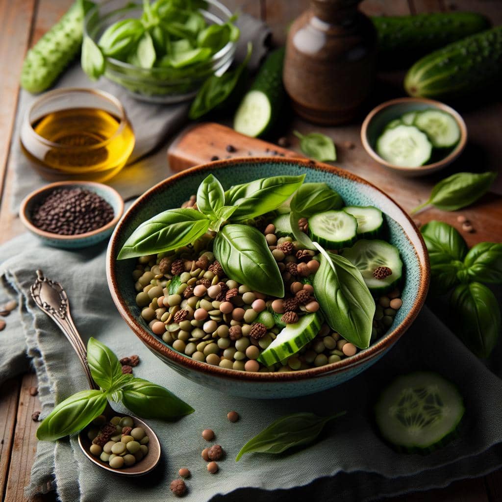 Diyetisyen Serpil Öztürk - Fesleğenli ve Cevizli Yeşil Mercimek Salatası Diyetisyen Serpil Öztürk - Fesleğenli ve Cevizli Yeşil Mercimek Salatası