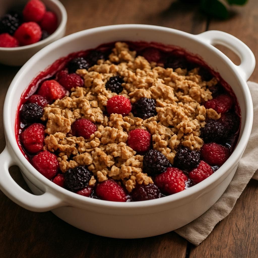 Fırında Yulaflı Kırmızı Meyveli Crumble Fırında Yulaflı Kırmızı Meyveli Crumble